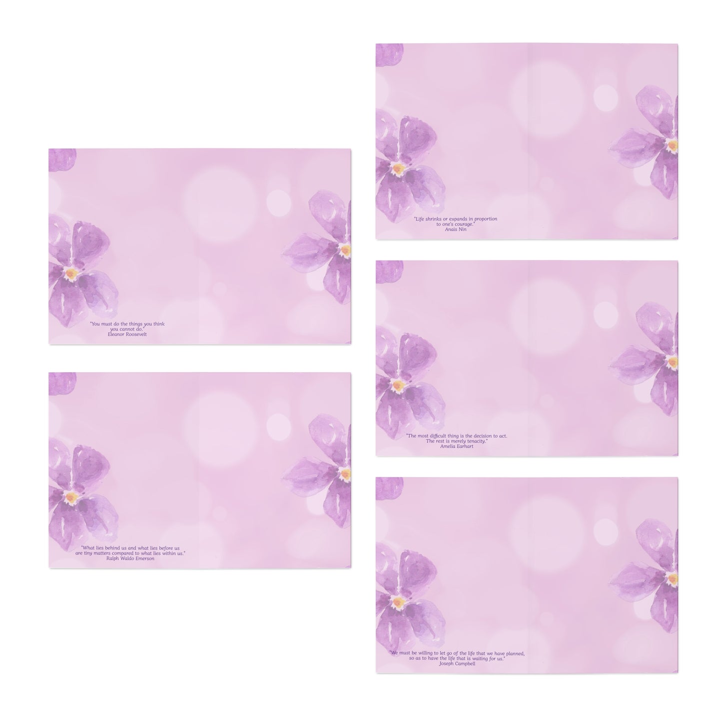 'Violets For Your Soul' Collection - 'Violet Souls" Multi-Design Greeting Cards (5-Pack)