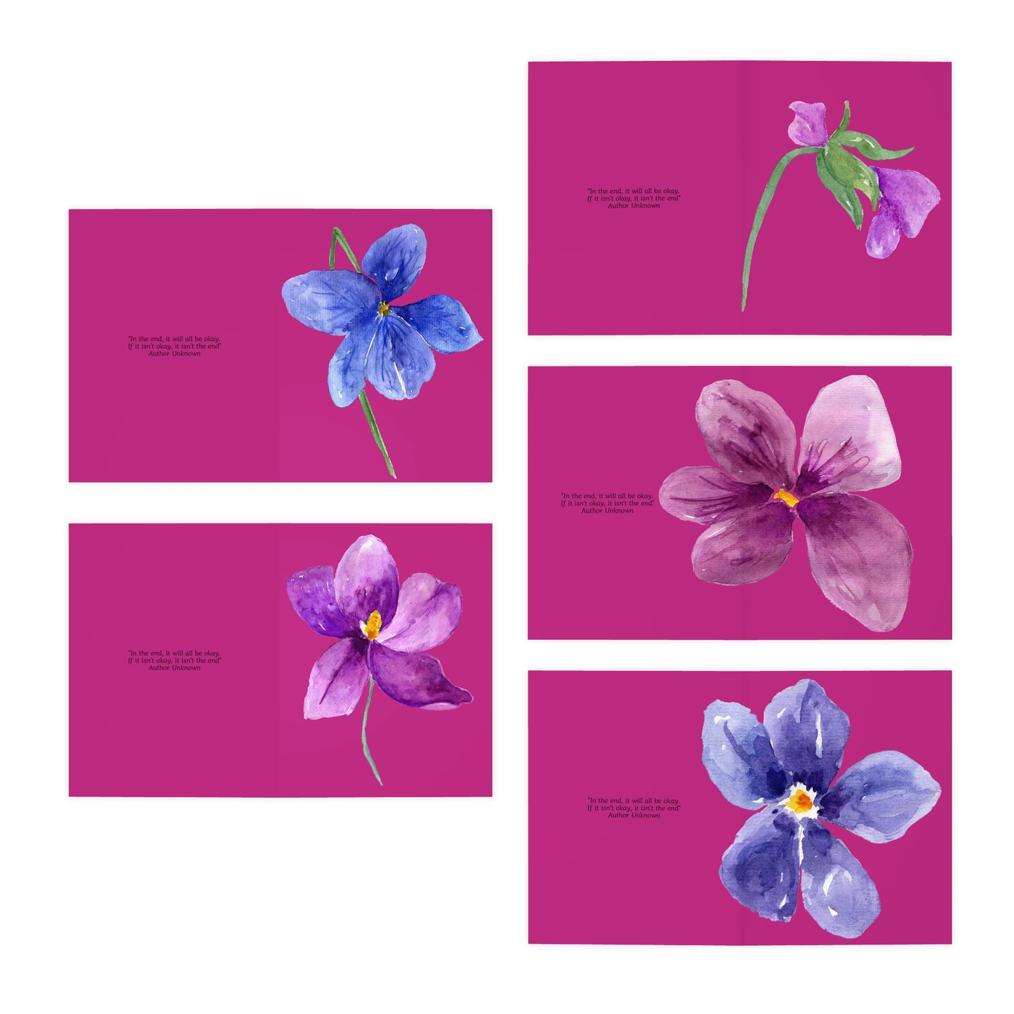 'Violets For Your Soul' Collection - 'Violet Souls" Multi-Design Greeting Cards (5-Pack)